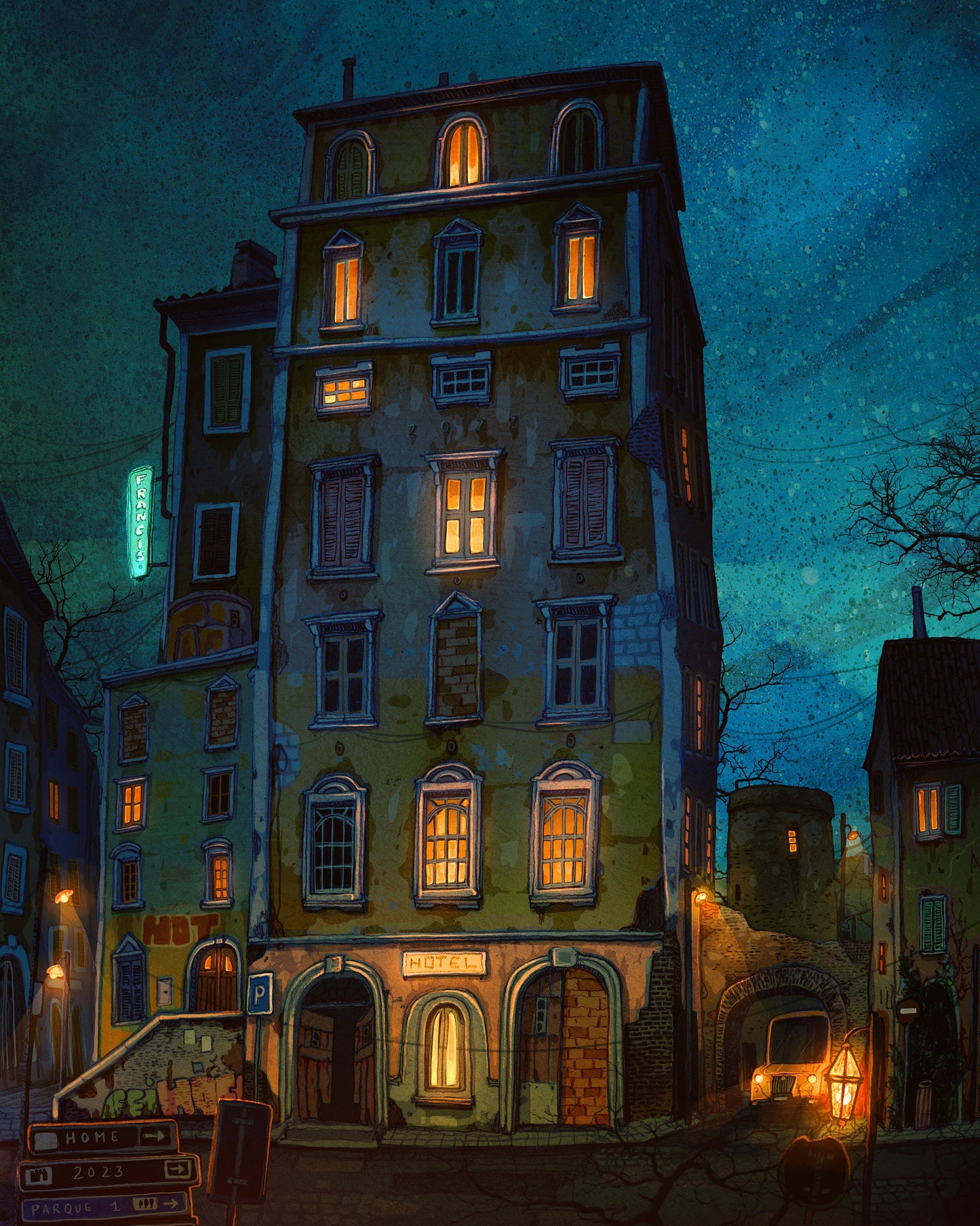 Francisco Tower at Night