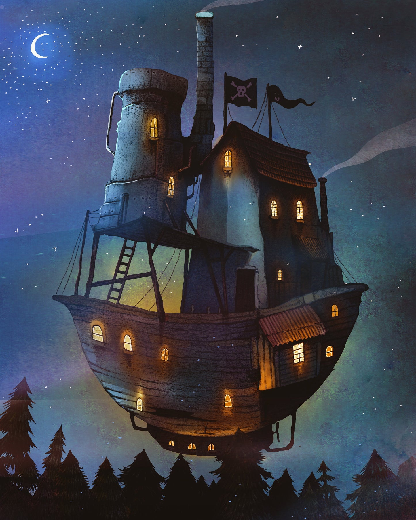 Floating above the trees