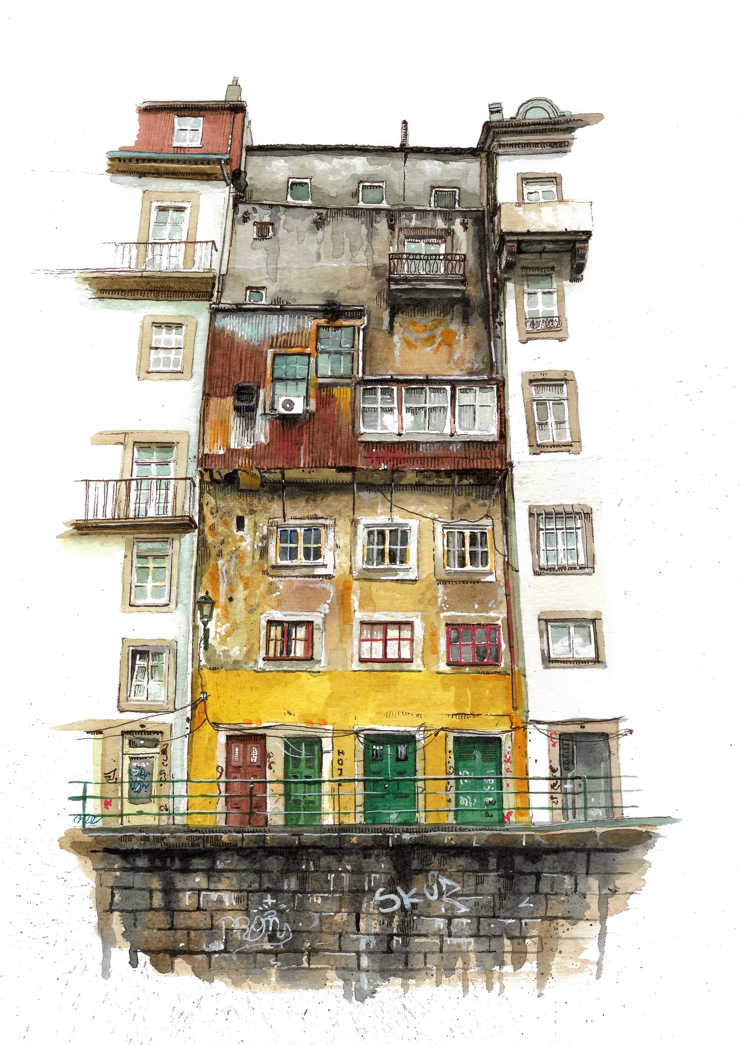 Portuguese House - Original Watercolor - Porto, São Bento