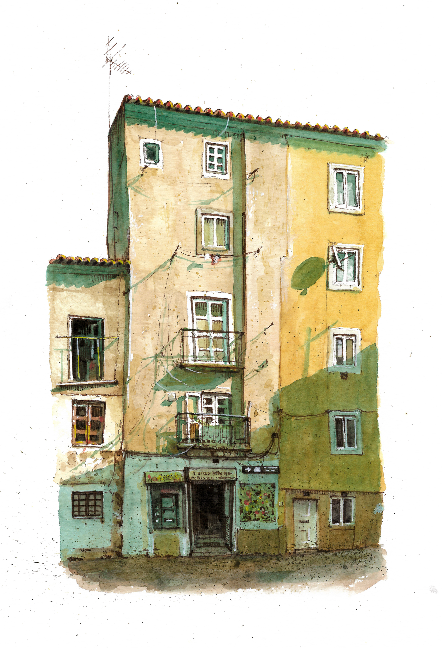 Portuguese House - Original Watercolor - Lisboa e dias de Sol