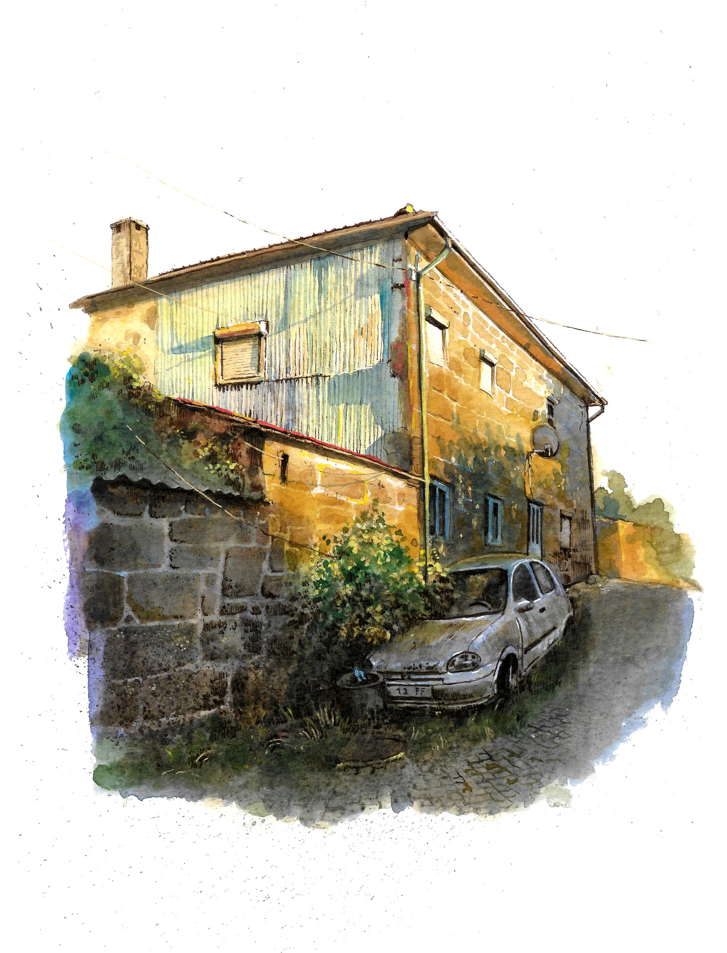 Portuguese House - Original Watercolor - opel, Penafiel