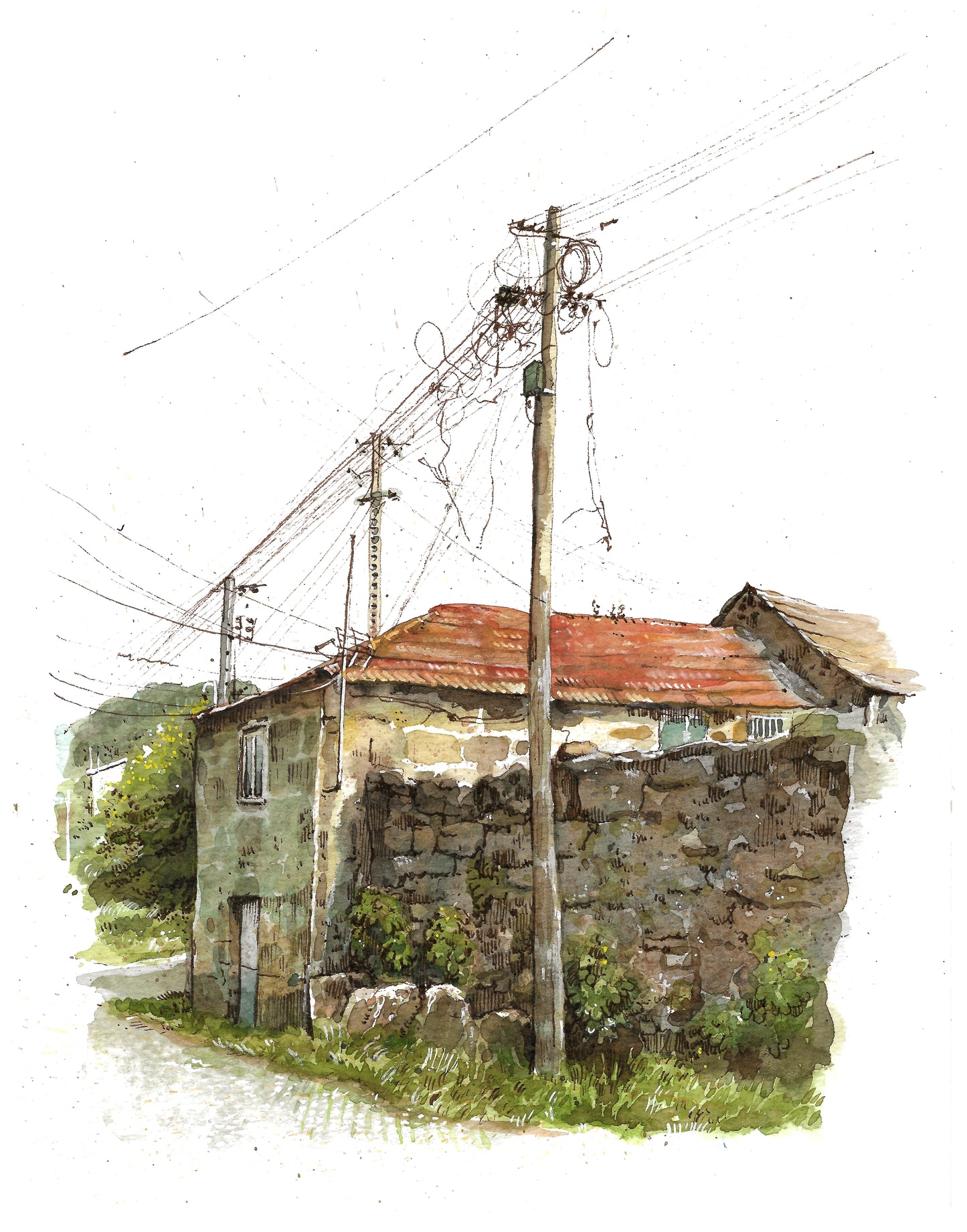Portuguese House - Original Watercolor - Paço de Sousa, Alvite