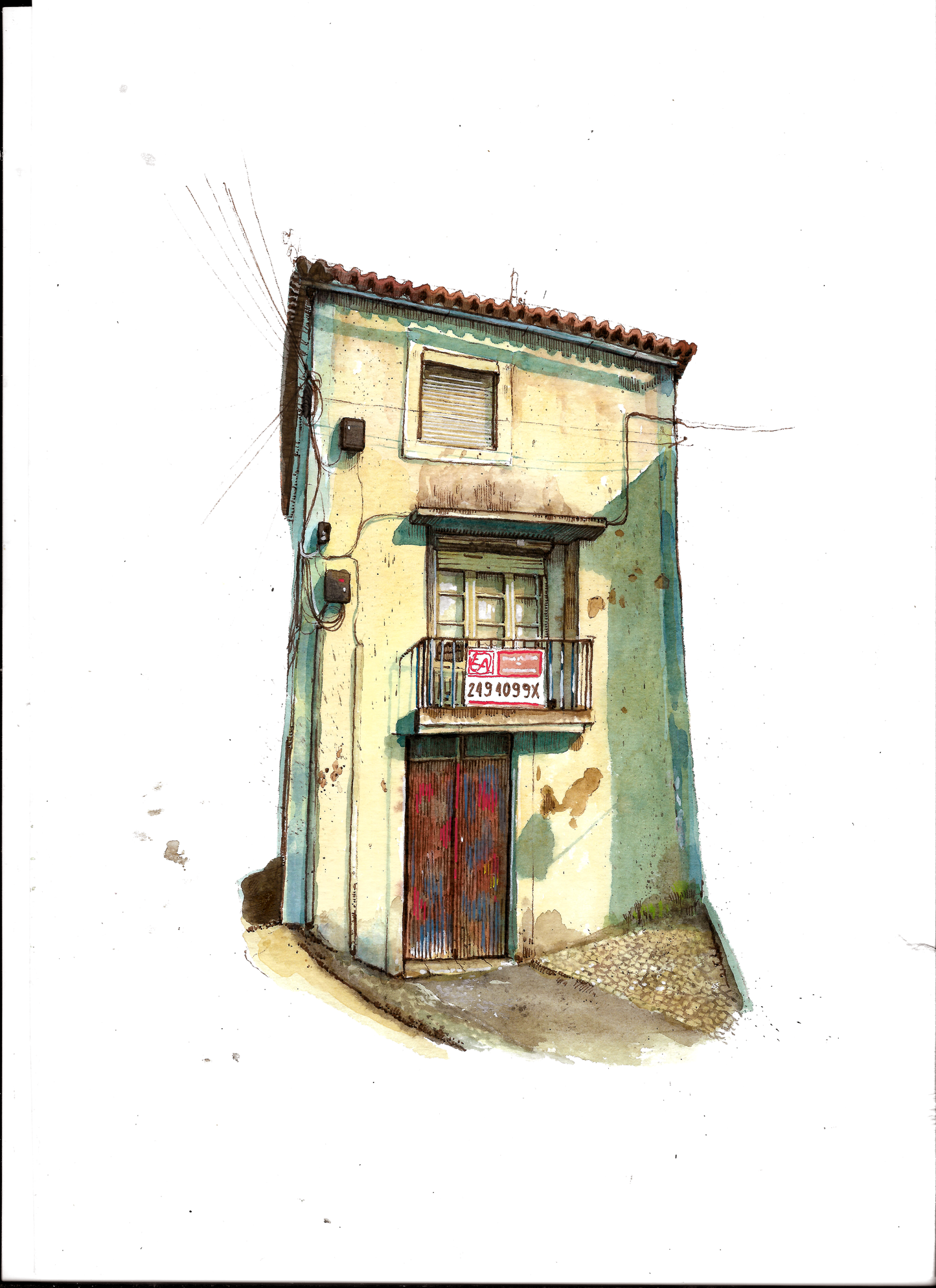 Portuguese House - Original Watercolor - Torres Novas