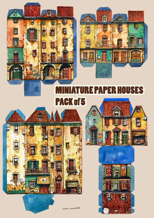 Miniature Paper House - Second Pack- Pack of 5