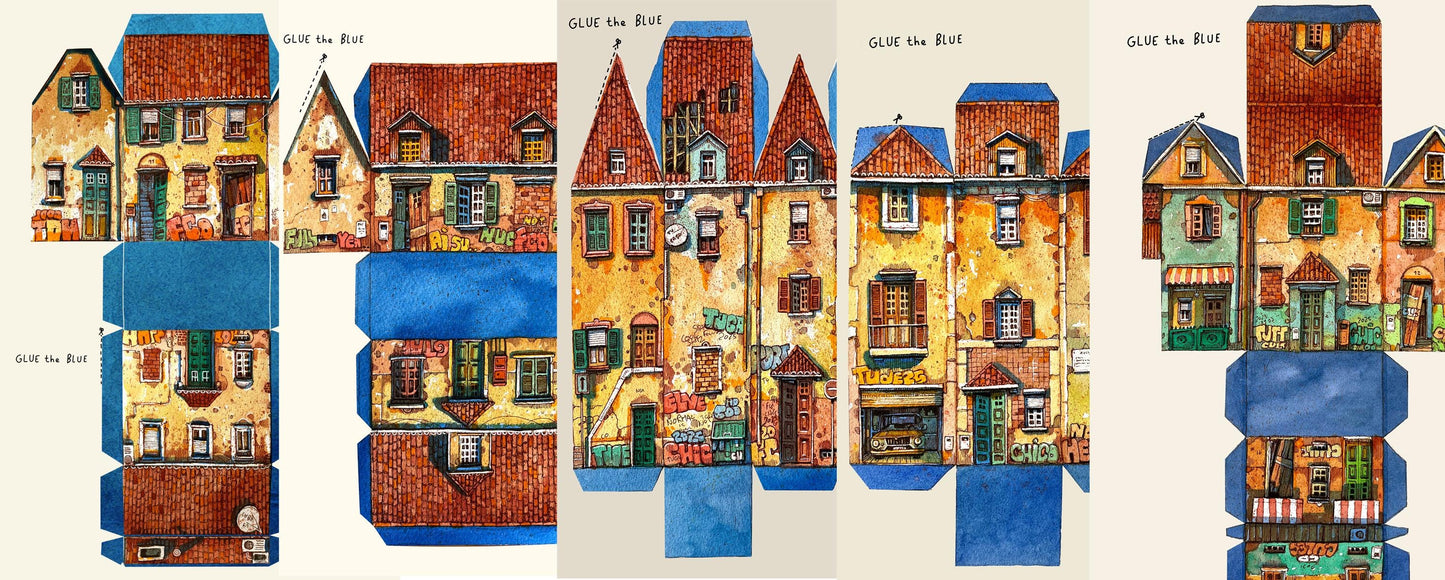 Miniature Paper Houses - Pack of 5