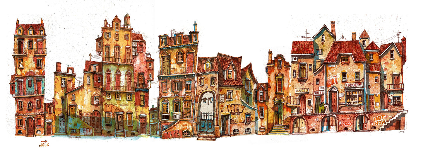 Old street Print Panoramic