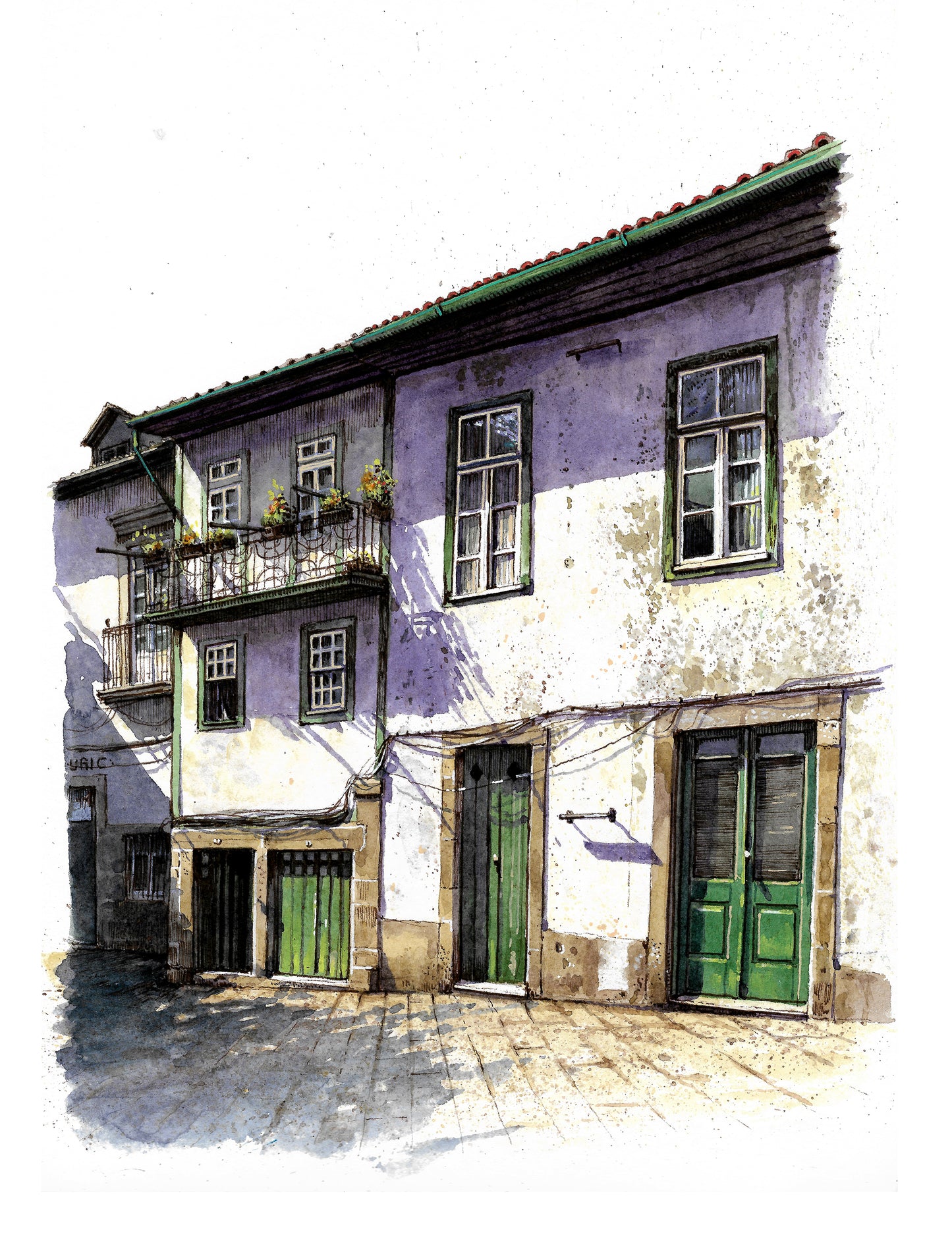 Portuguese House - Original Watercolor - Praça de Guimarães