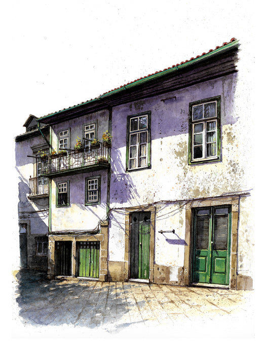 Portuguese House - Original Watercolor - Praça de Guimarães