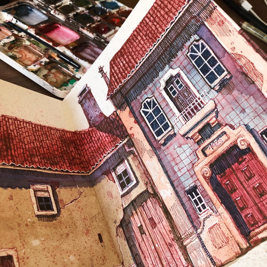 A long Street- Full zigzag sketchbook Original