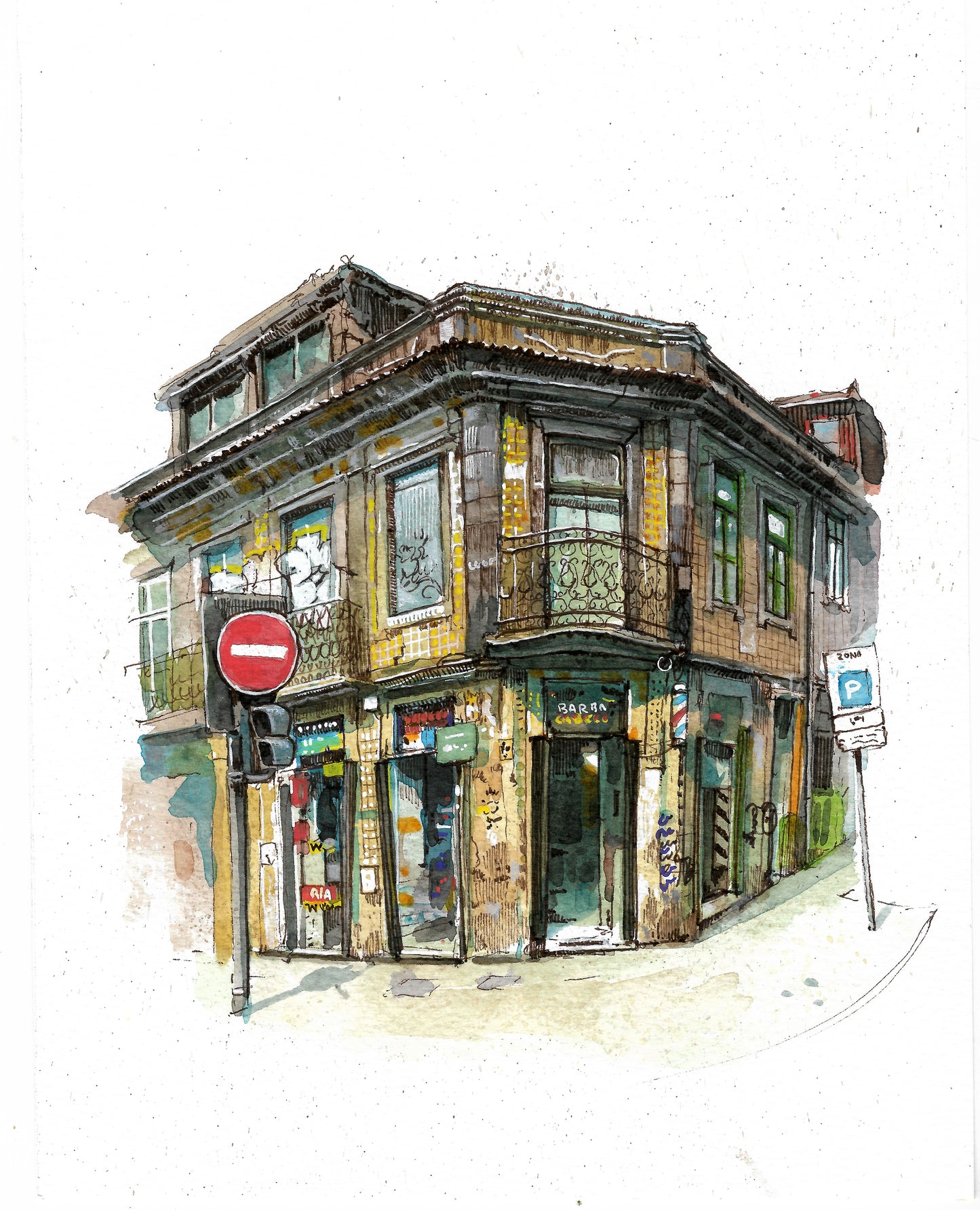 Portuguese House - Original Watercolor - Porto, Poveiros