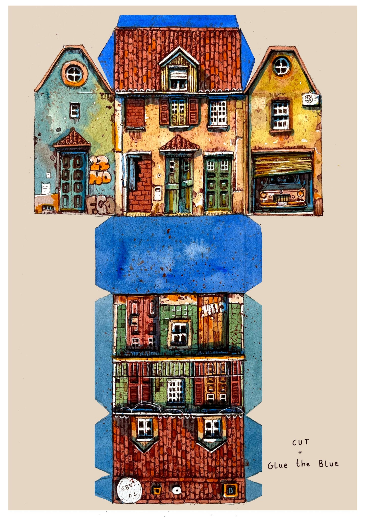 Miniature Paper House - Second Pack- Pack of 5
