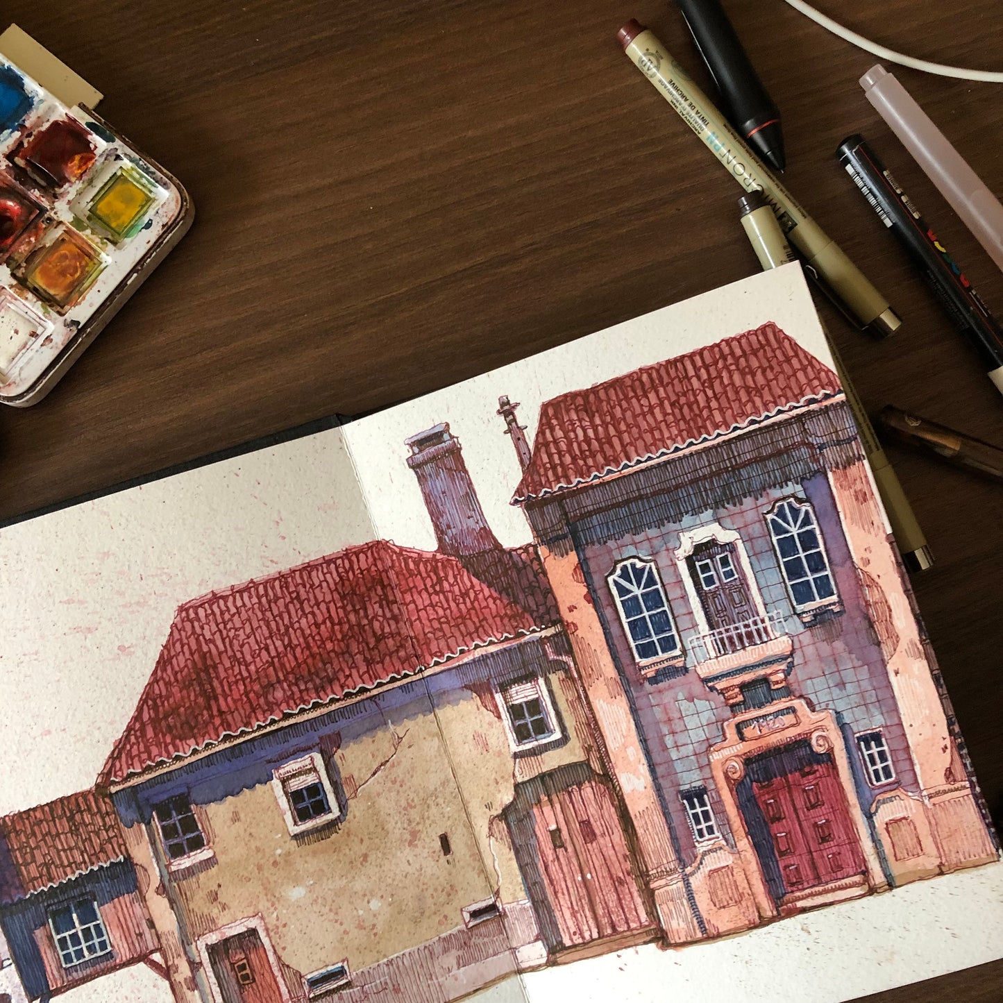 A long Street- Full zigzag sketchbook Original