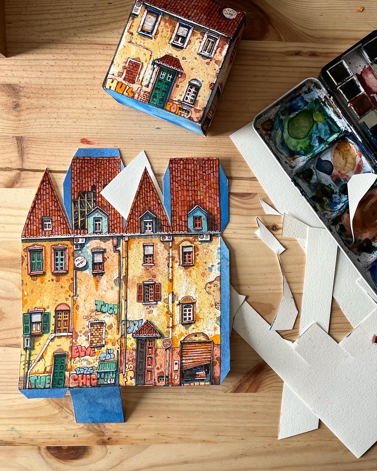 Miniature Paper Houses - Pack of 5