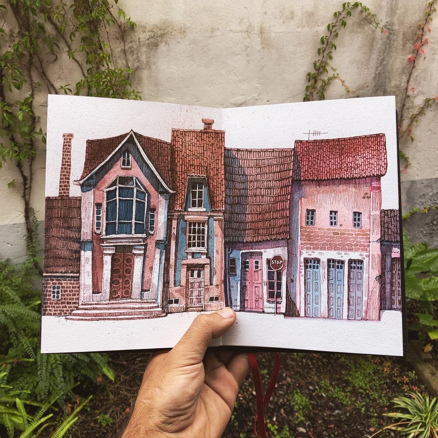 A long Street- Full zigzag sketchbook Original