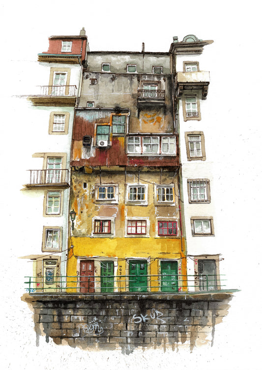 Portuguese House - Original Watercolor - Porto, São Bento