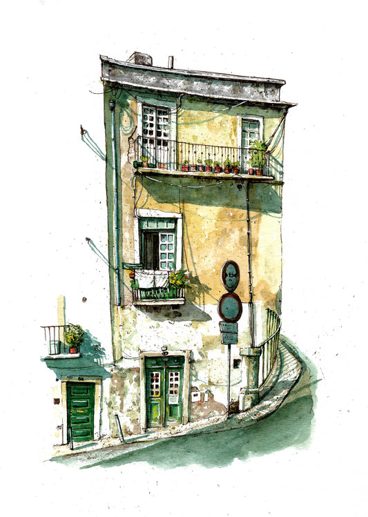 Portuguese House - Original Watercolor - Lisboa Corners