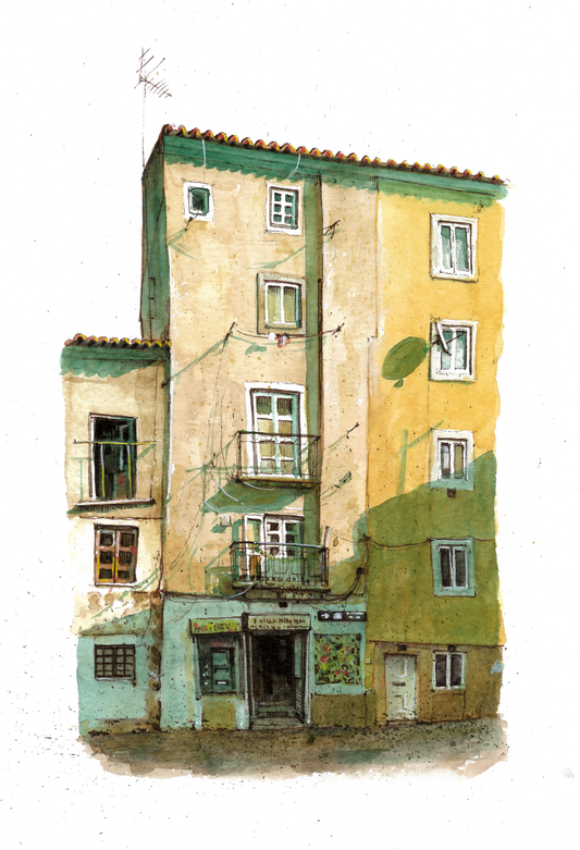Portuguese House - Original Watercolor - Lisboa e dias de Sol