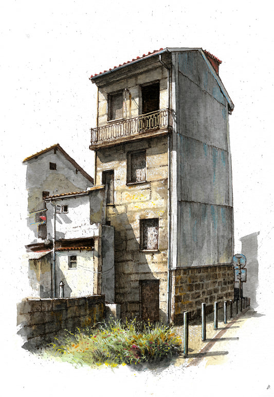 Portuguese House - Original Watercolor - Traseiras de Guimarães