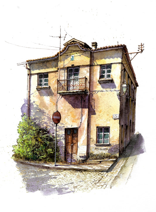 Portuguese House - Original Watercolor - Por aí